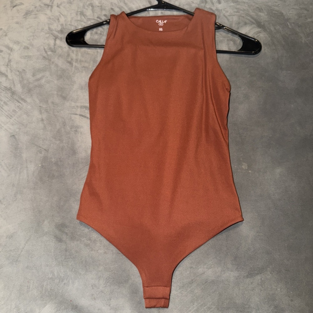 Calia Tank Top Body Suit W/Snaps Brown Sz XS